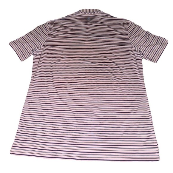 Johnnie O Polo Shirt Men’s Large Short Sleeve Pink White Purple Striped Golf - Picture 2 of 6